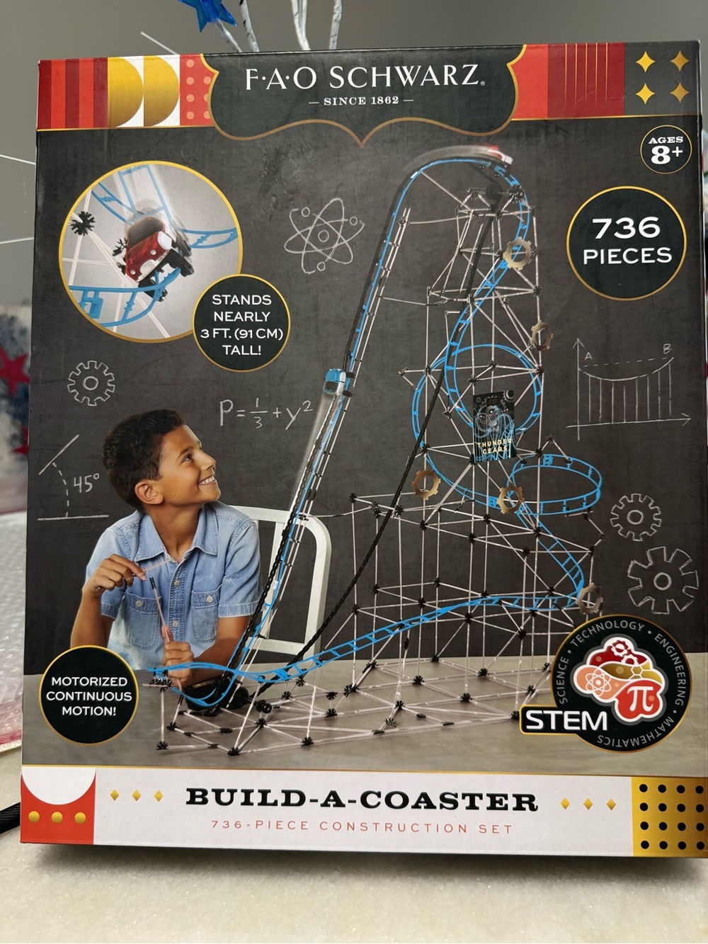 FAO Schwarz Build-A-Coaster STEM Roller Coaster Kit - Blue & Black
